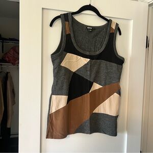 DKNY Women's Geometric Tank Top - Black, Gray, Brown, Cream